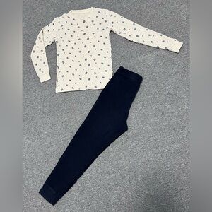 Uniqlo Kids Cream long sleeve shirt and pants 2pc